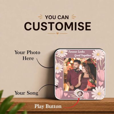 Birthday Gift for Wife Husband Girlfriend Boyfriend Personalized Musical Fridge Magnet with Custom Photo and Song Memory Couple Photo Fridge Magnet
